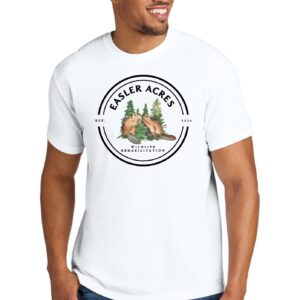 Easler Acres Tee — White, front (big logo)