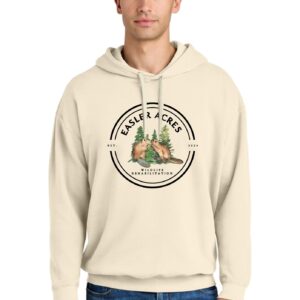 Easler Acres Hoodie — Ivory, front (big logo)