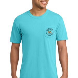 Easler Acres Pocket Tee — Lagoon, front (pocket logo)